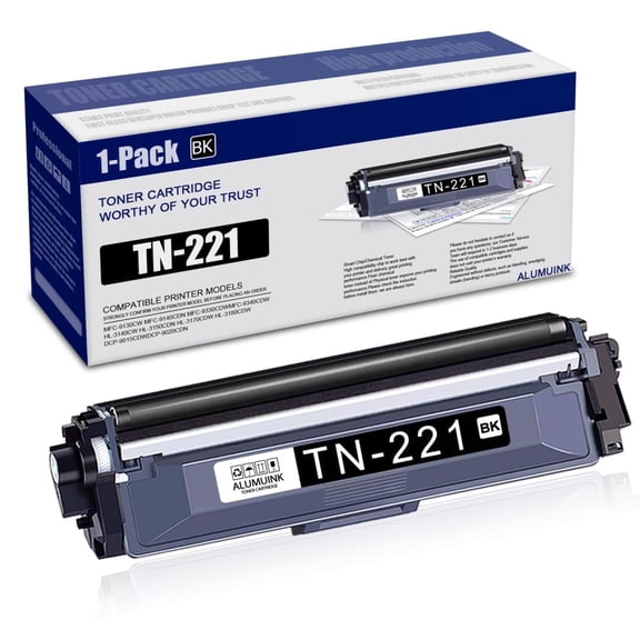 TN-221 1 Pack Black Toner Cartridge Replacement for Brother TN221 MFC-9130CW MFC-9330CDW Printer