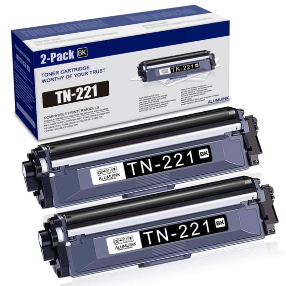 TN-221 2 Pack Black Toner Cartridge Replacement for Brother TN221 MFC-9130CW MFC-9330CDW Printer