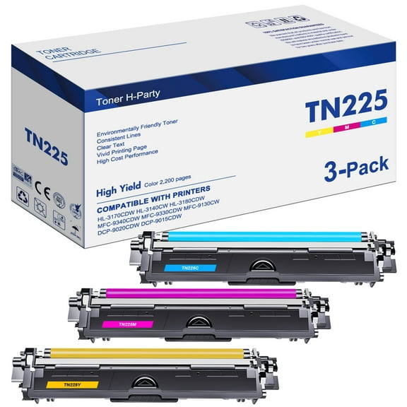 TN-221 TN-225 TN221 TN225 Compatible Toner for Brother TN225C TN225M TN225Y HL-3170CDW MFC-9340CDW HL-3140CW MFC-9330CDW MFC-9130CW Printer Ink (Cyan,Magenta,Yellow)