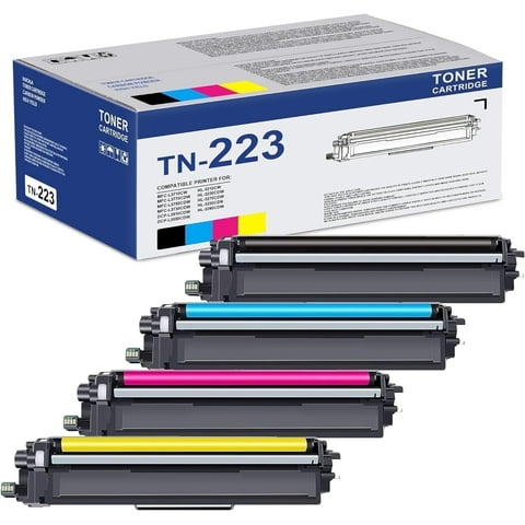 TN-223 TN223 Toner Cartridge Black Cyan Magenta Yellow 4 Pack Compatible for Brother TN223 Toner