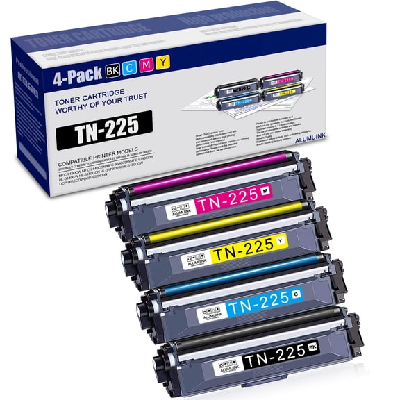 TN-225 Toner Cartridge 4 Pack Black Cyan Magenta Yellow Replacement for Brother TN225 MFC-9130CW MFP Printer