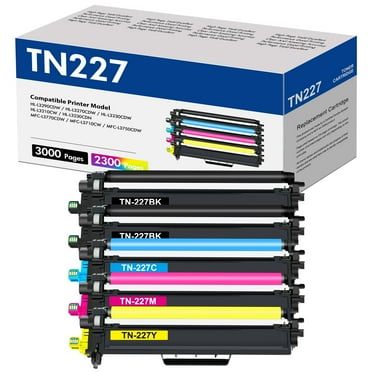 TN-227 High Yield Toner Cartridge 5-Pack Compatible for Brother TN227 TN223 TN-227BK/C/M/Y HL-L3270CDW HL-L3210CW HL-L3230CDW HL-L3290CDW MFC-L3710CW MFC-L3750CDW MFC-L3770CDW Printer