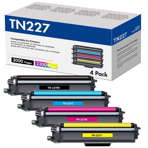 TN-227 TN227 Toner Cartridge Compatible for Brother TN 227 TN223 for HL-L3270CDW MFC-L3770CDW HL-L3290CDW MFC-L3750CDW MFC-L3710CW L3210CW Printer (4 Pack)