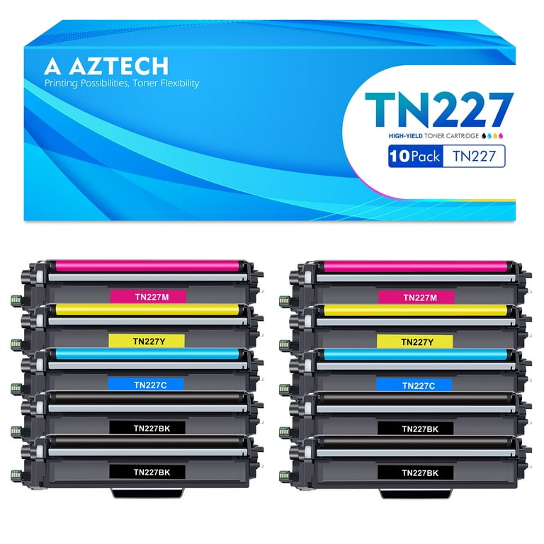 A Aztech 5-Pack Compatible Toner Cartridge for Brother TN227 TN-227  MFC-L3770CDW HL-L3270CDW HL-L3210CW HL-L3290CDW MFC-L3710CW