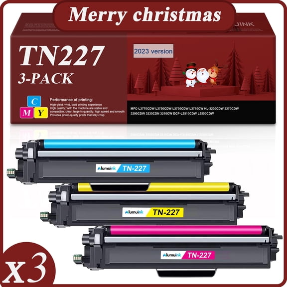 TN-227 Toner cartridge Replacement for Brother MFC-L3770CDW L3750CDW L3730CDW Printer 3 Pack Cyan Magenta Yellow