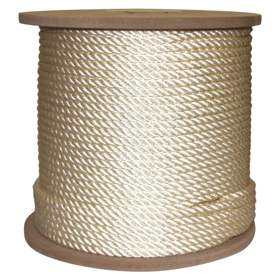 Rope King TN-38600, Twisted Nylon Rope, 3/8" x 600', White, 1 Each