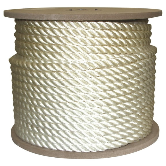 Rope King TN-58300, Twisted Nylon Rope, 5/8" x 300', White, 1 Each