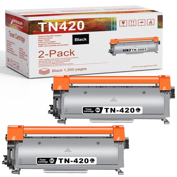 TN 420 TN420 Ink TN-420 Toner Replacement for Brother TN-420 Toner Cartridge for HL-2270DW HL-2240 HL-2280DW HL-2230 MFC-7860DW MFC-7360N DCP-7065DN Printer, TN-420BK (2Pack)