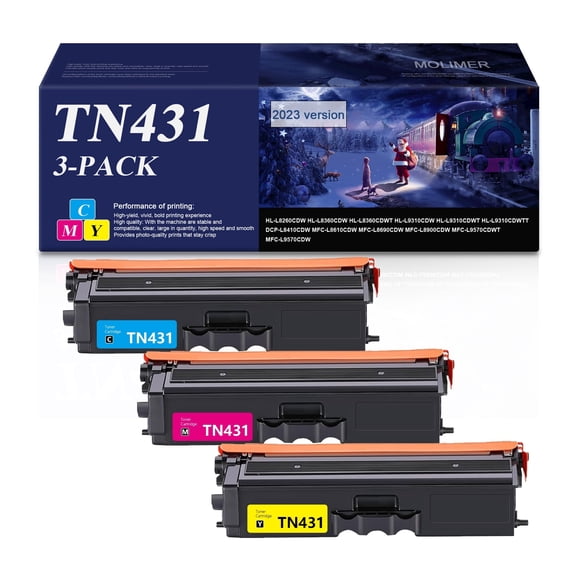 TN-431 3 Pack Toner cartridge High Yield Compatible for Brother HL-L8260CDW HL-L8360CDW HL-L8360CDWT Printer,Cyan Magenta Yellow