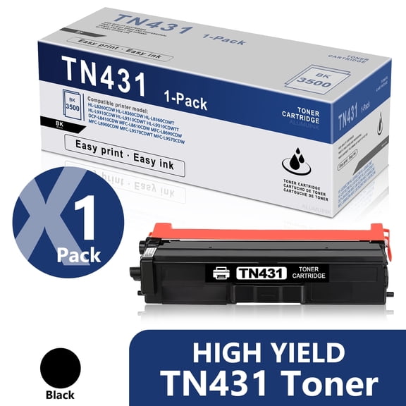TN-431 Toner Cartridge TN431 Toner Black Compatible for Brother TN-431 MFC-L8610CDW DCP-L8410CDW Printer, 1 Pack