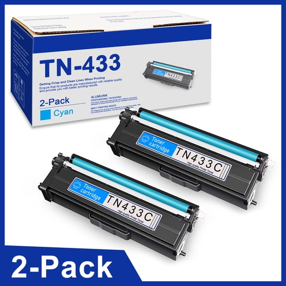 TN-433 TN433 Cyan High Yield Toner - Replacement for Brother TN433 Cartridge HL-L8360CDW Printer - 2 Pack