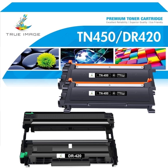 TN-450 TN450 Toner Cartridge & TN-420 TN420 Drum Unit Compatible for Brother HL-2135W MFC-7360N MFC-7460DN MFC-7860DW DCP-7060D 7065DN 7070DW (2x Toner Cartridge, 1x Drum Unit)