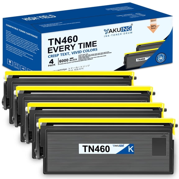 TN 460 TN-460 Toner Cartridge Compatible for Brother TN460 High Yield Black Works with DCP-1200 1400 HL-1430 1435 MFC-9700 9750 IntelliFax-4750e 5750 (4 Black)