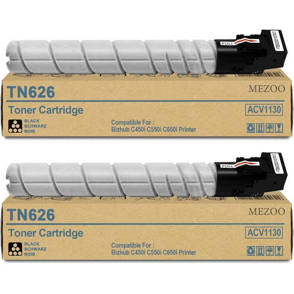 TN-626 TN626 TN-628 TN628 Black Toner Cartridge Compatible with Konica Minolta Bizhub C450i C550i C650i Printers (2-Pack, 28,000 Pages)