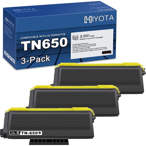 TN-650 TN650 High Yield Toner Cartridge Replacement for Brother HL-5240 HL-5250DN MFC-8460N MFC-8480DN MFC-8660DN MFC-8680DN MFC-8860DN Printer, TN 650 Toner (3Pack, Black)