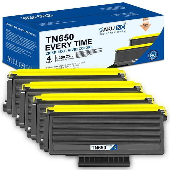 TN 650 TN650 Toner Cartridge Compatible for Brother TN650 High Yield Black Works with HL-5240 5250DN DCP-8065DN MFC-8870DW ( 4 Pack )
