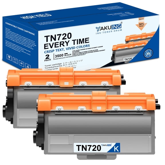 TN-720 TN720 Toner Cartridge Compatible for Brother TN720 High Yield Black Works with HL-5450DN DCP-8150DN MFC-8810DW ( 2-Pack )