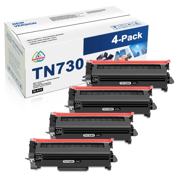 TN-730 4-Pack Toner Cartridge Compatible for Brother TN-730 Toner Cartridge Works for Brother DCP-L2550DW MFC-L2710DW Printer