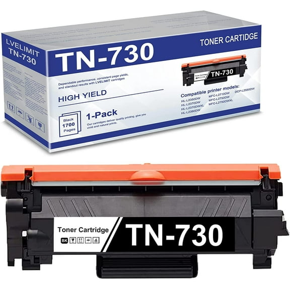 TN-730 TN730 High Yield Toner Cartridge TN 730 Replacement for Brother DCP-L2550DW MFC-L2710DW MFC-L2750DW HL-L2350DW HL-L2390DW HL-L2395DW Printer - Page Yield Up to 1, 700 Pages (1 Pack)