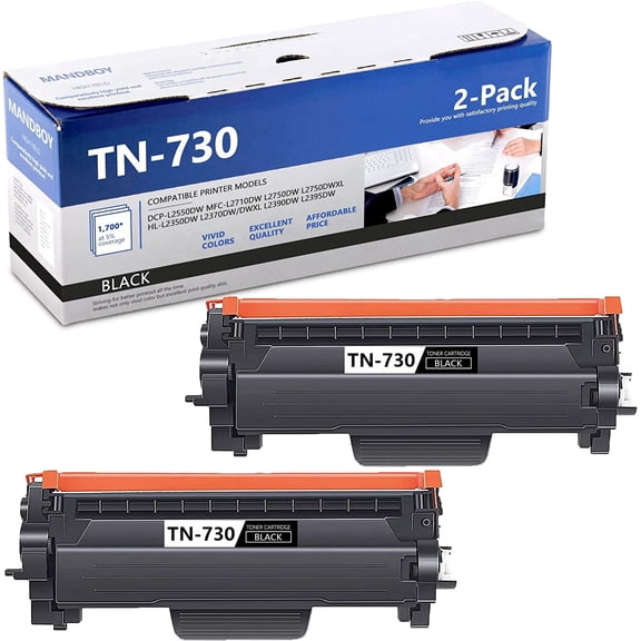 TN-730 tn730 high Yield Toner Compatible Compatible for Brother tn730 Black 2PK DCP-L2550DW MFC-L2710DW L2750DWXL HL-L2350DW Printer Ink