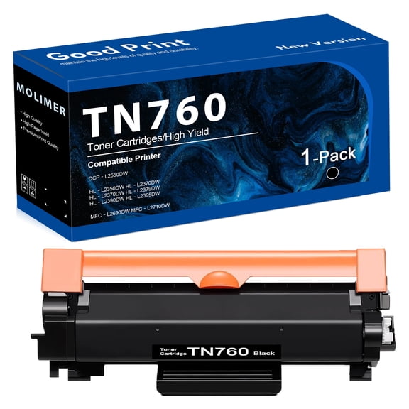 TN-760 1 Pack Black higher quality Toner Cartridge Compatible for Bother TN-760 Toner Cartridge suitable for HL-L2390DW HL-L2395DW MFC-L2710DW Printer