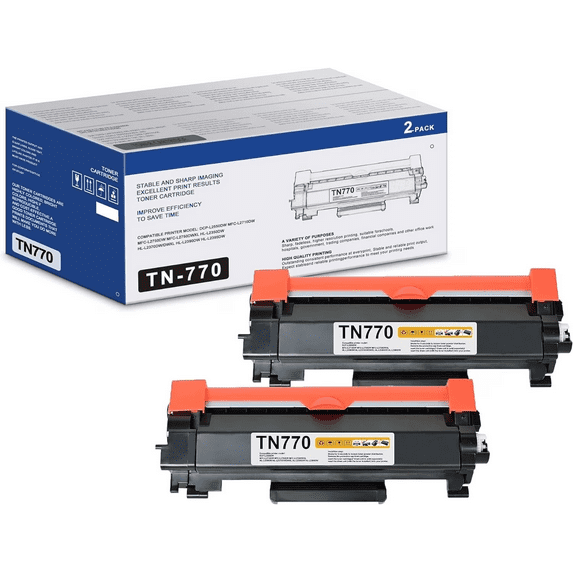 TN 770 Black Toner Replacement for Brother TN770 Toner Cartridge for HL-L2370DW Printer(2-Pack)