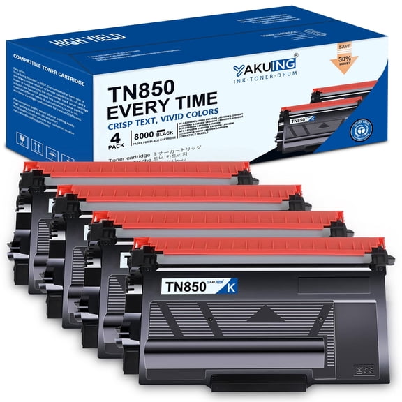 TN 850 TN850 Toner Cartridge Compatible for Brother TN850 High Yield Black Works with DCP-L5600DN L5650DN HL-L5200DWT MFC-L6800DW ( 4 Black, 8000 Pages Per Cartridge )