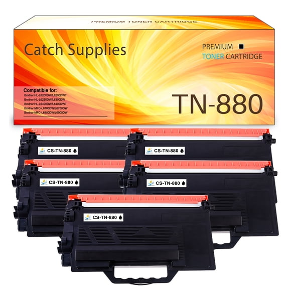 TN 880 Black Toner Cartridge High Yield Compatible TN880 TN 880 2-Pack Toner Replacement for Brother TN880 DCP-L5500DN DCP-L5600DN DCP-L5650DN MFC-L6700DW MFC-L6750DW MFC-L5700DW Printer * 5