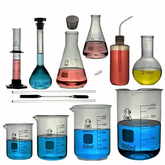 TN Lab Glassware 15-Piece Chemistry SUPER SET