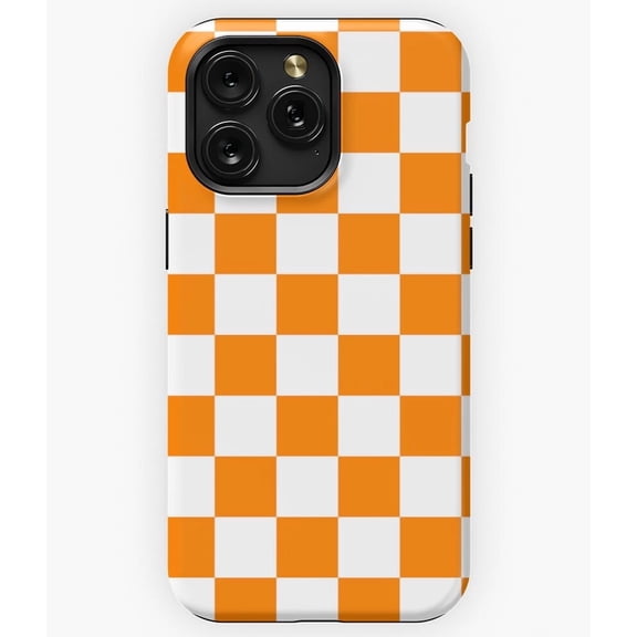 TN Vols Checkerboard Tennessee Volunteers Football Fan G193 Compatible Phone Case for iPhone 17, 16, 15, 14, 13, 12, and 11 Pro Max
