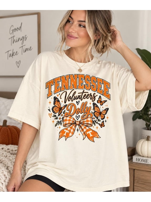 TN Volunteers Dolly Butterfly T-Shirt, University of TN Vols Tee, Game Day Apparel