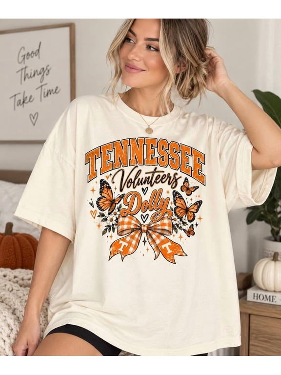TN Volunteers Dolly Butterfly T-Shirt, University of TN Vols Tee, Game Day Apparel