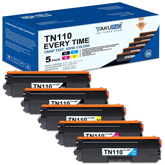 TN110 Toner Cartridge Compatible for Brother TN110 High Yield Works with MFC-9840 DCP-9045CN HL-4050CDN (5 pack )