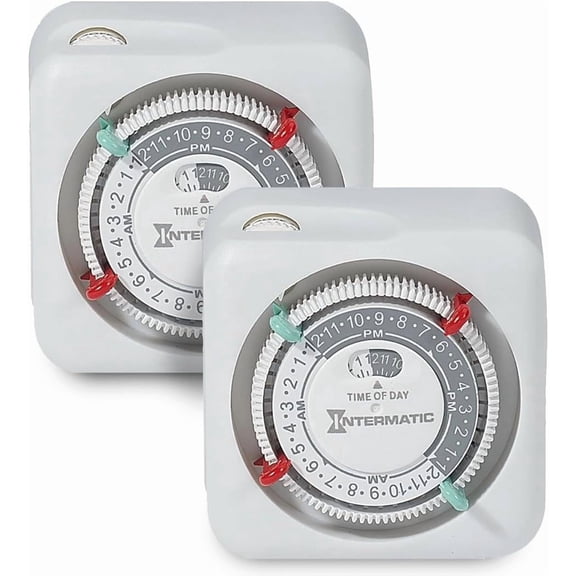 TN111K 15-Amp Indoor Timer - Versatile 24-Hour Control - Easy Manual Override and Single 2-Prong Design (2 Pack)