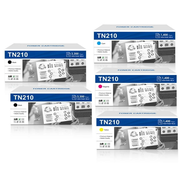 TN210 Toner Cartridge TN-210 Compatible for Brother TN210 TN-210BK/C/M/Y TN210BK for MFC-9010CN MFC-9120CW MFC-9320CW MFC-9125CN MFC-9325CW Printer Ink (4-Pack)