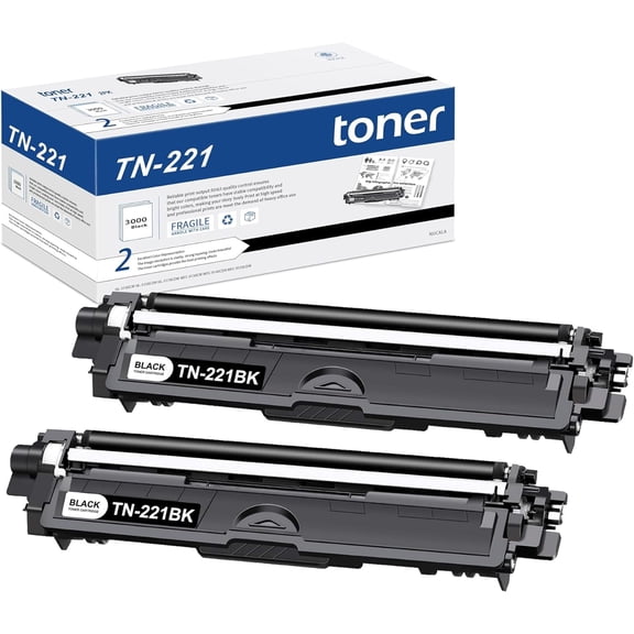 TN221 Black Toner Cartridge Compatible for Brother TN221BK TN221 TN-221 to use with HL-3140CW MFC-9330CDW HL-3170CDW HL-3180CDW MFC-9130CW MFC-9330CDW Toner Printer (2 Pack)