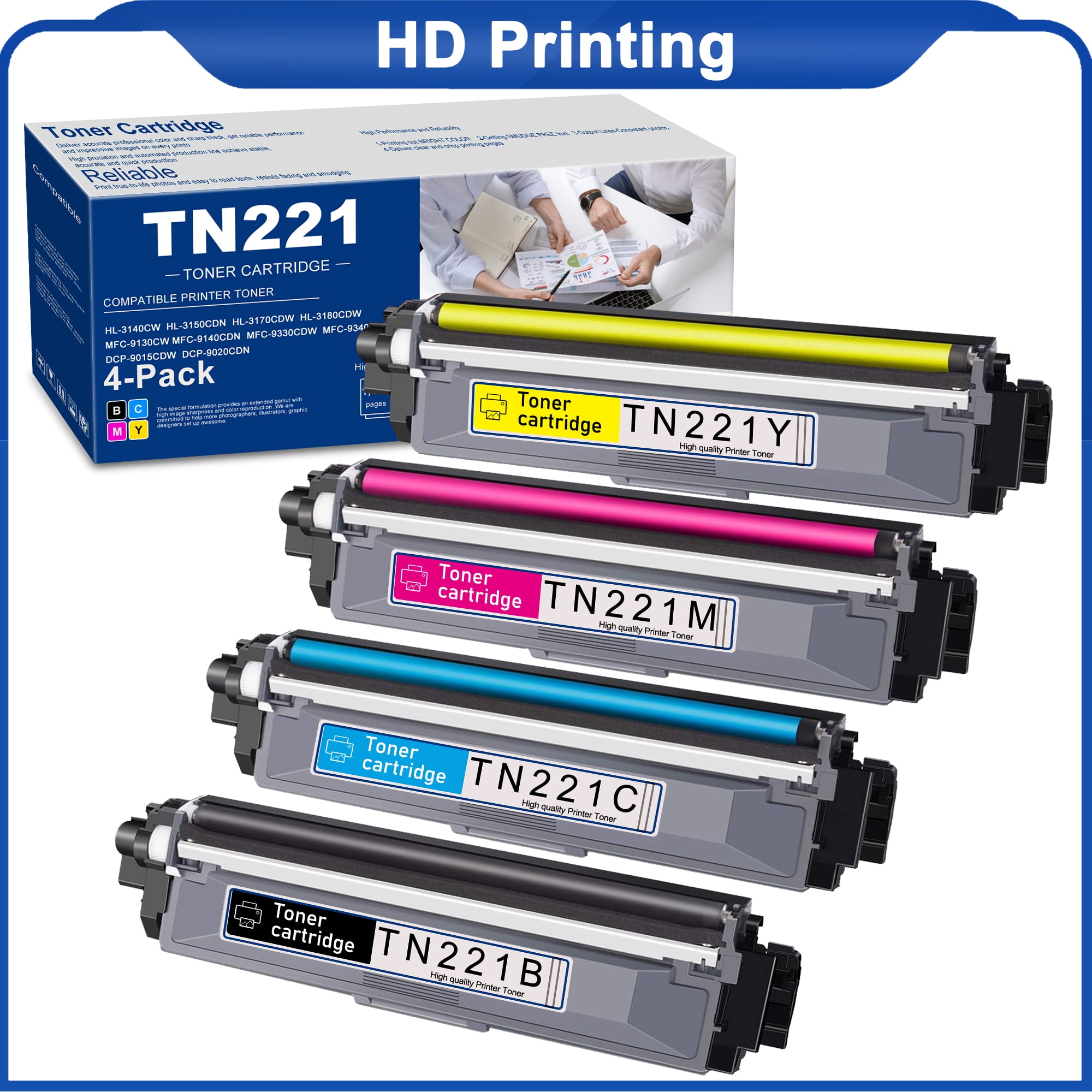 10PK TN221 Black Toner Compatible For Brother MFC-9340CDW MFC-9330CDW  HL-3140CW