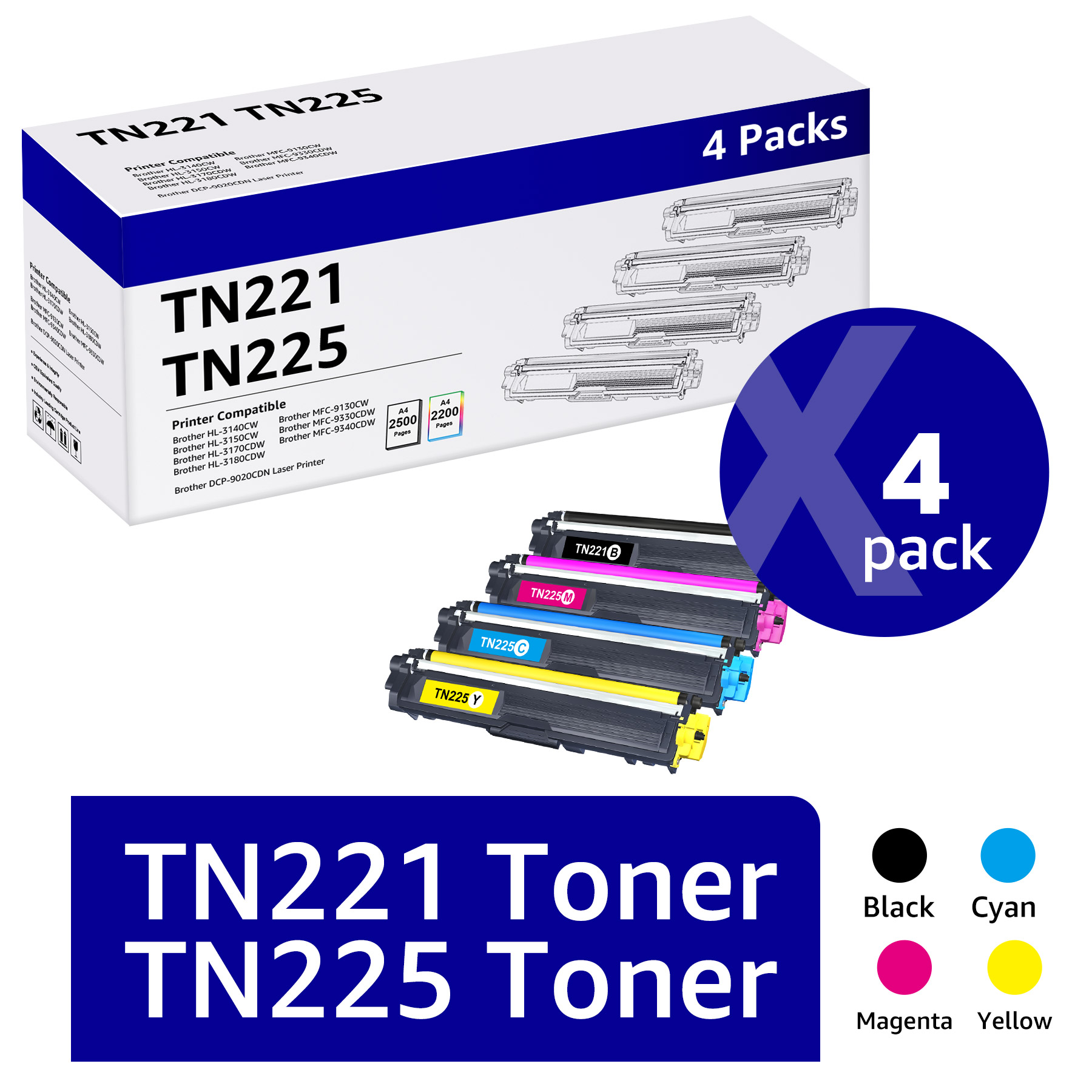 TN221 TN221 Toner Cartridge Compatible for Brother TN221 TN221 TN225