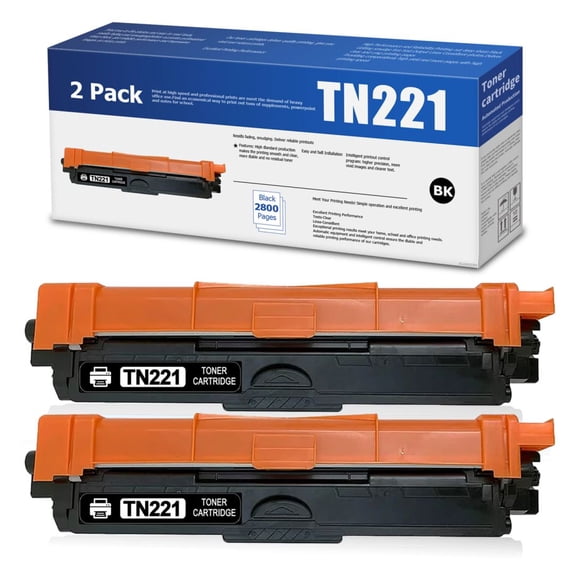 TN221 Toner Cartridge Replacement for Brother TN-221 HL-3180CDW MFP Printer, Black 2 Pack