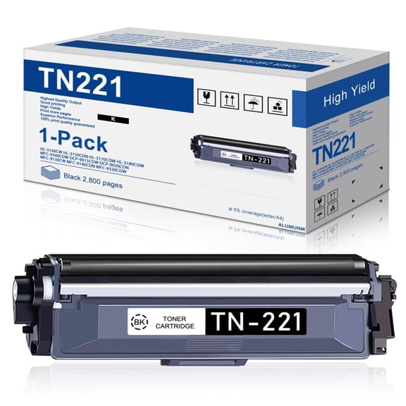 TN221 Toner Cartridge Replacement for Brother TN221 MFC-9140CDN Printer 1 Pack Black