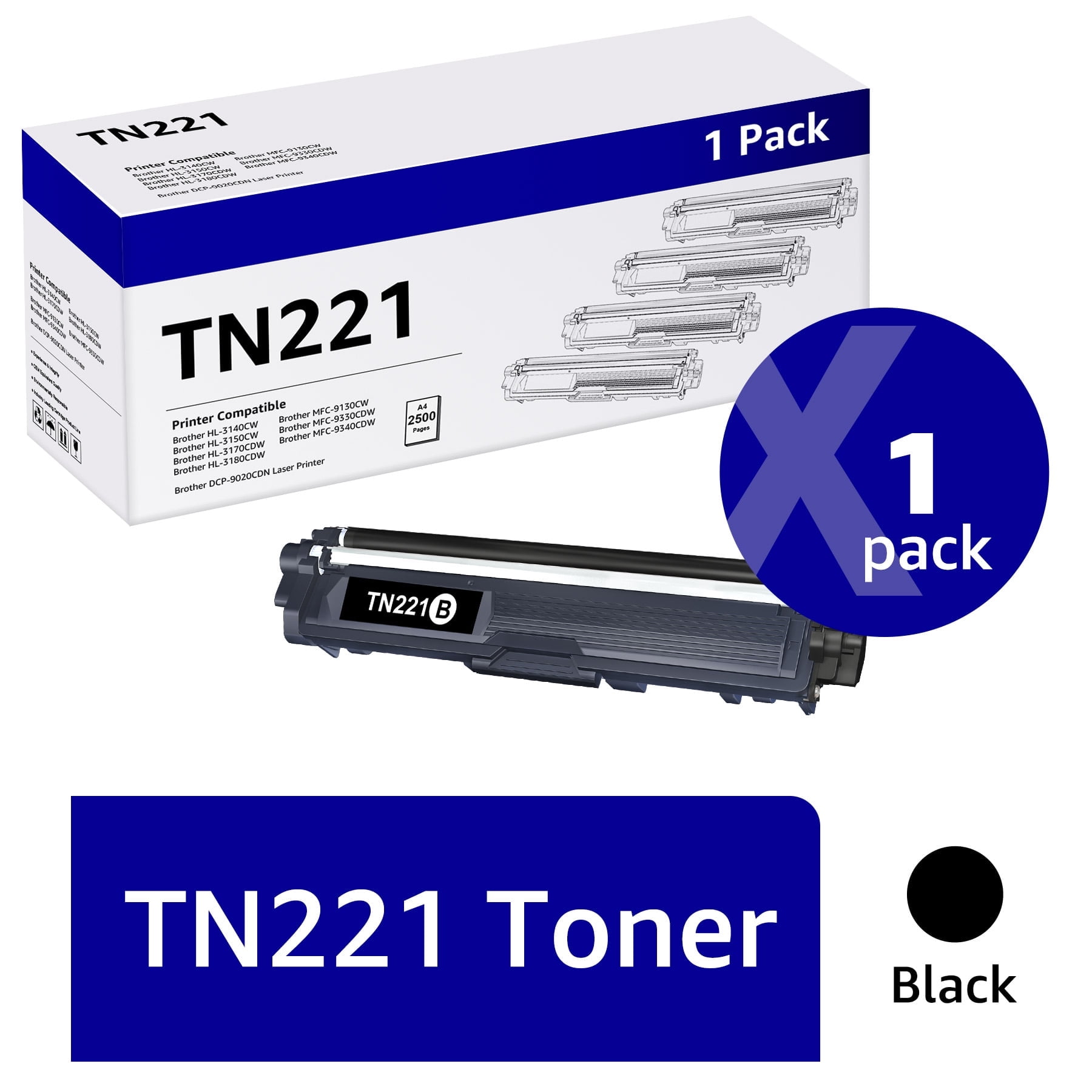 TN221BK TN221 Toner Cartridge Black 2Pack Compatible for Brother TN221