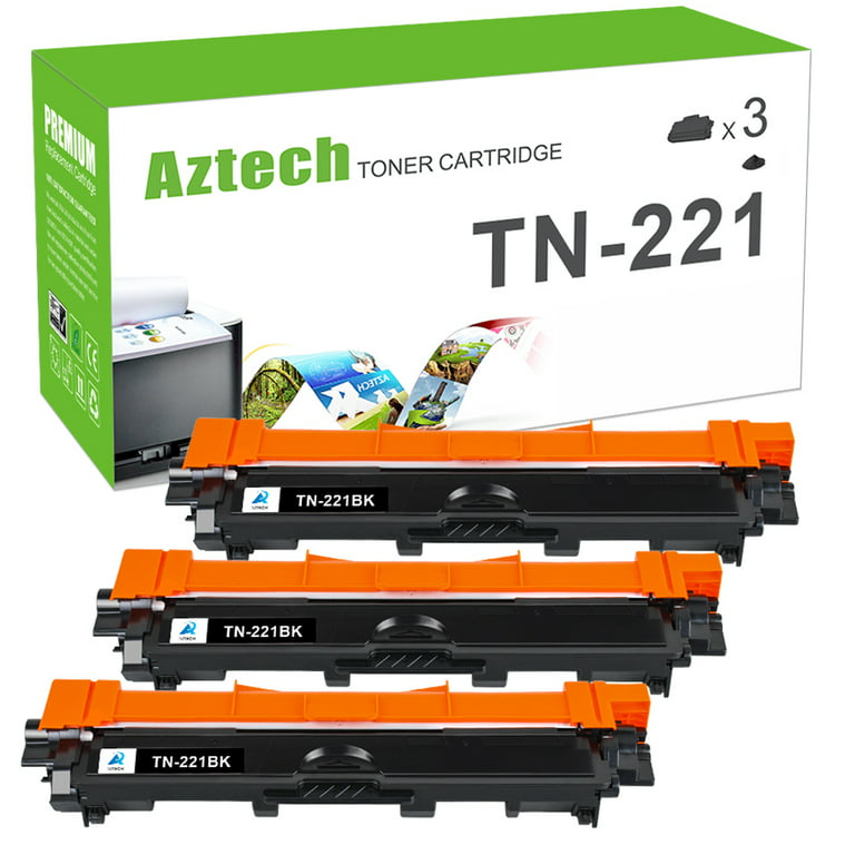 TN221BK TN221 Toner Cartridge Black 3-Pack Compatible for Brother TN221 TN-221BK  TN-221 HL-3140CW HL-3150CDN HL-3170CDW MFC-9330CDW HL-3180CDW MFC-9130CW  Printer Ink 
