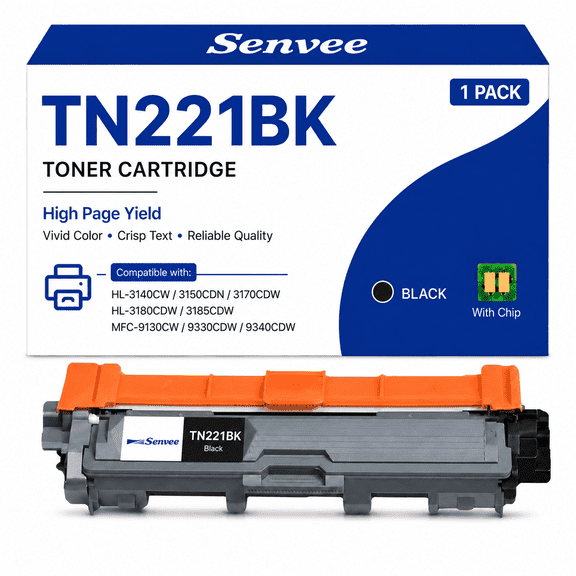 TN221BK Toner Cartridge Replacement for Brother HL-3140CW HL-3142CW HL-3180CDW Printe(Black,1-Pack)