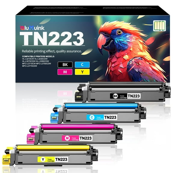 ALUMUINK TN223 High Yield Toner Cartridge 4 Pack for Brother MFC-L3770CDW, MFC-L3710CW, MFC-L3750CDW, HL-3210CW, HL-3230CDW, HL-3270CDW, HL-3230CDN, DCP-L3510CDW, DCP-L3550CDW