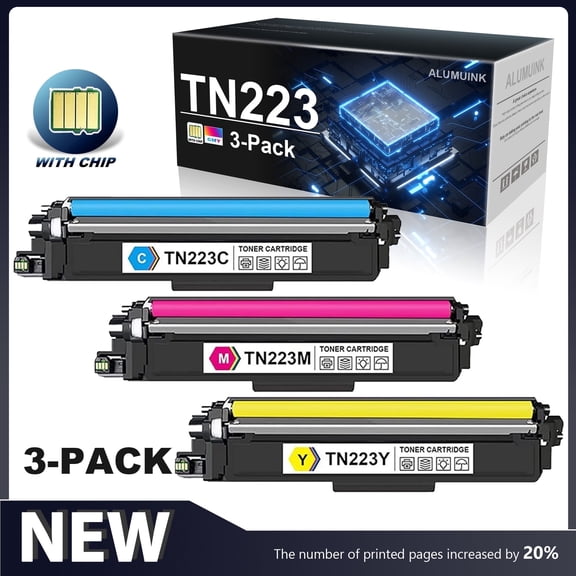 TN223 Toner Cartridge 3-Pack (C/M/Y) Compatible for Brother TN-223 Toner for MFC-L3770CDW Printer