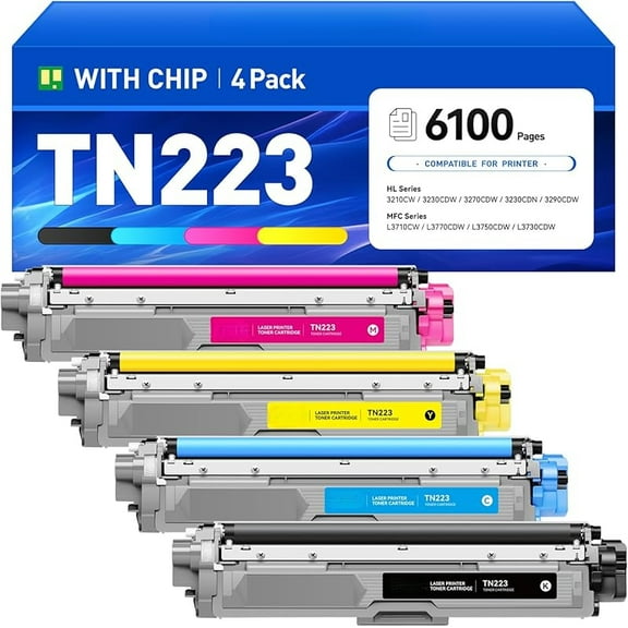 TN223 Toner Cartridge Set 4-Pack Replacement for Brother TN-223 TN227 Compatible with HL-L3270CDW HL-L3210CW MFC-L3770CDW HL-L3290CDW MFC-L3750CDW L3710CW HL-L3230CDW L3230CDN Printer Ink