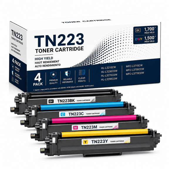 TN223BK/C/M/Y Toner Cartridge Replacement for Brother TN-223 MFC-L3770CDW L3710CW HL-3210CW 3270 Printer