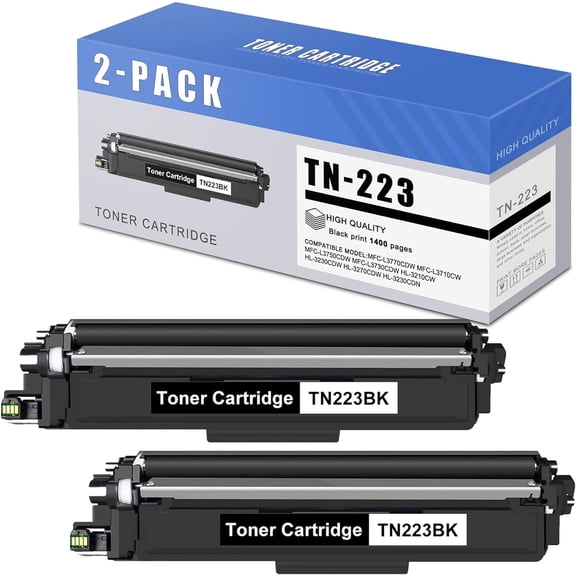 TN223BK TN223 TN-223 Compatible Toner Cartridge Black Compatible for MFC-L3770CDW L3710CW L3750CDW L3730CDW HL-3210CW 3230CDW 3270CDW 3230CDN 3290CDW L3550CDW Series Printers Toner. (2 Pack)
