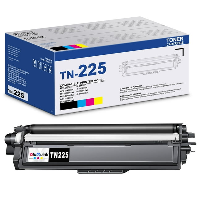TN225 Black Toner Cartridge 1 Pack High Yield Replacement for Brother