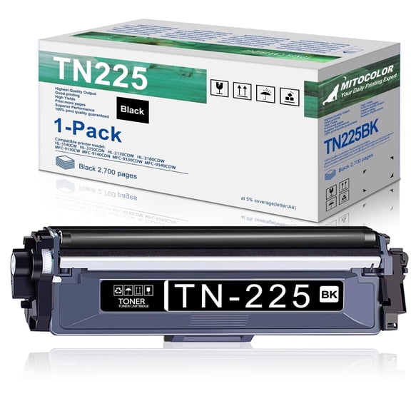 TN225 Black Toner Cartridge High Yield Compatible for Brother TN-225 MFC-9130CW, TN 225 1 Pack